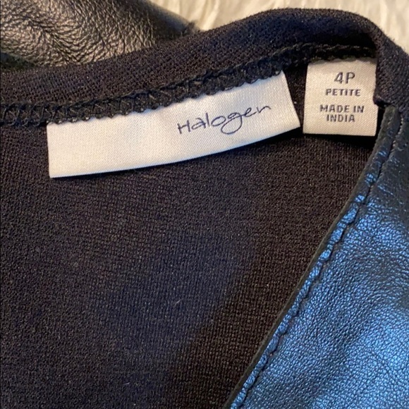 Halogen Black Leather and Ponte Knit Fit and Flare Dress Workwear Office size 4P - Picture 10 of 10